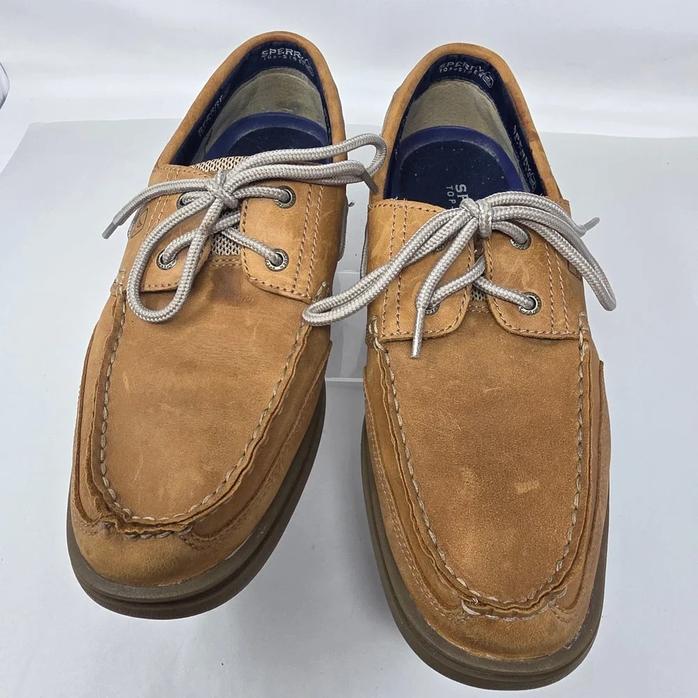 Sperry Top-Sider Billfish Boat Shoes Mens 11M Tan Leather Mesh Loafers Good